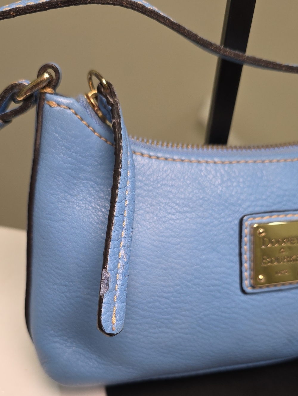Dooney & Bourke Denim Pebbled Leather Hobo Mini Bag GUC - Picture 8 of 12